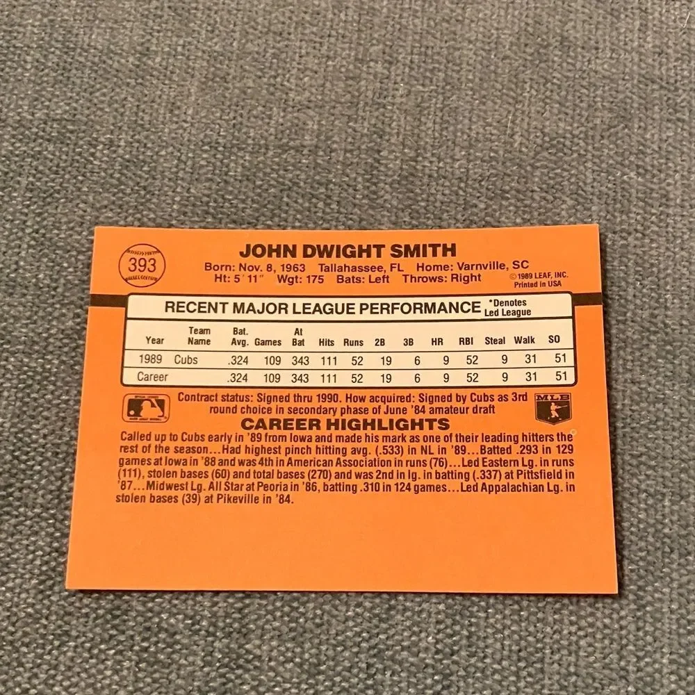 1990 Donruss Chicago Cubs Baseball Card Trading Card